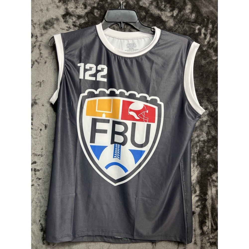 FBU Football Jersey XXXL‎ Black Sleeveless Training Athletic Shirt #122